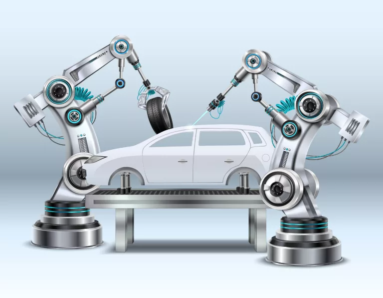Robotic arms in car assembly line manufacturing process in automotive industry realistic composition closeup image vector illustration SSUCv3H4sIAAAAAAACA01Ry07DQAz8FcvniIK45V4hkJBQ4VZxcBw3XXWzjvYRqKr8O94+RG8eP8bj8Qk7So6xPaHzvqQcKTsN2D41KL3LGh15bB+XBlOmXJIk6zXElGWw6hnfSLanmscWX0NfueqsDZbOUu8Uyo64MoYBl+bW+iW8D+p1OP63usTiPQXRknD5bpAGCXysm211FC90FrK10uEnSxyvqmbXi15CKr2rIc7K5K3+XFWbKh1rdog07R1HN0usuJfEFuBGO82OgYwTXACmCJSSjJ0/gndBYLweUuohMEVlSedWKsZtw7MYOt9/hCjkXaqErOOkyVV3gb0mKRO40Q6DWaorcO//A6zNfOq8wPrjEyj0sJHQS6x73j5eYKdxNPsazL/VRGyubl640oo1sEy5kF/le4P1YK9dluUPvjlXEPgBAAA=