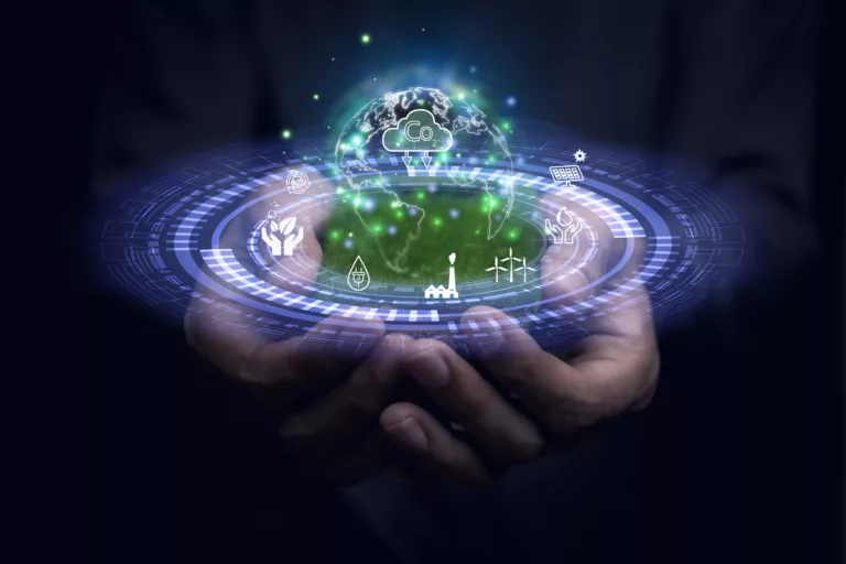 Concept decrease carbon dioxide of Reduce greenhouse gas emission for climate change and sustainable, protect the environment, educe global warming, save energy, use renewable energy,save earth.